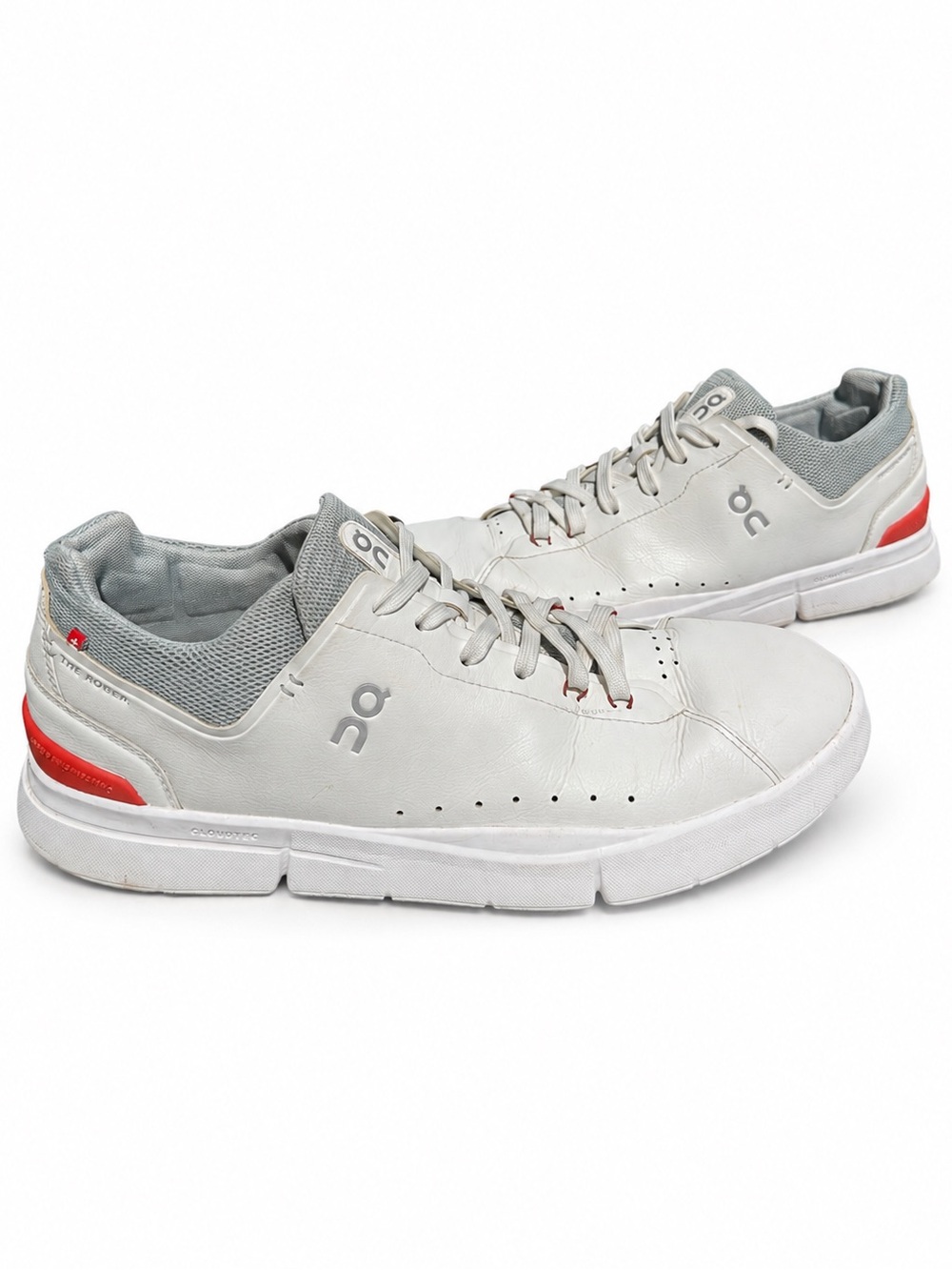 On THE ROGER Centre Court White Red Leather Sneakers Men’s 11.5